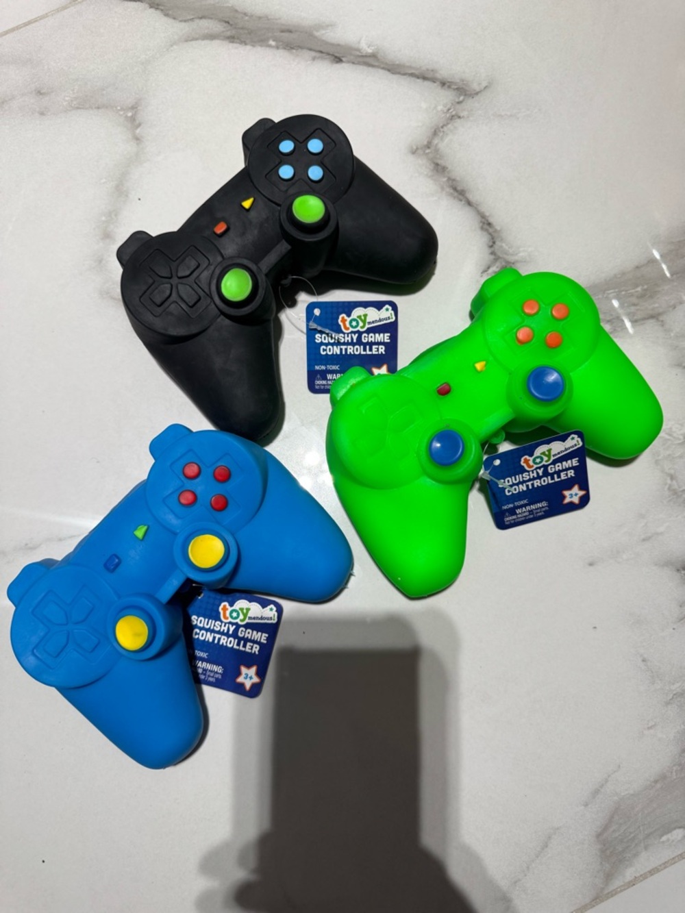 Squishy Game Controller Toy - Black, Blue, Green by
